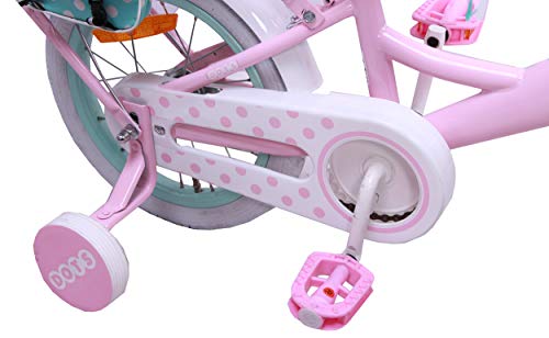 Amigo Dots - Bicicleta BMX de 12 Pulgadas - para niñas de 3 a 4 años - con V-Brake, Freno de Retroceso, portaequipajes Delantero, Timbre y ruedines - Rosa