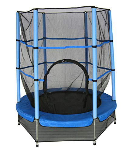 AMIGO Trampolín 139 cm - Tamprolín Redondo con Malla de Seguridad - Peso máximo 25 kg - Aprobado TÜV (EN71) - Azul