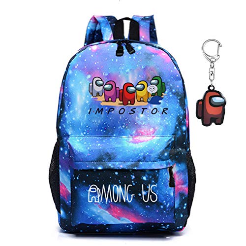 Among us Mochila , mochila para estudiantes sWerewolf Killing, mochila para computadora portátil para niños y niñas, regalo para fanáticos de los juegos adolescentes, con llavero (Cielo estrellado(B))