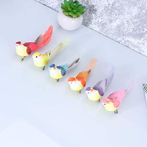 Amosfun Espuma Artificial Plumas pájaros Coloridos pájaros Falsos Regalo Juguetes DIY artesanía para favores de Fiesta decoración de jardín 12 Piezas