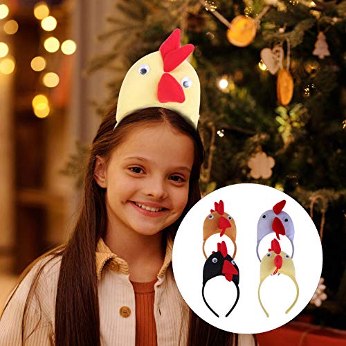 Amosfun Juego de 4 diademas de pollo, sombrero de gallina, disfraz de animal, accesorio para disfraz de gallina, para fiestas de Pascua