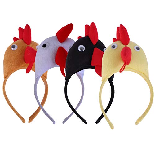 Amosfun Juego de 4 diademas de pollo, sombrero de gallina, disfraz de animal, accesorio para disfraz de gallina, para fiestas de Pascua