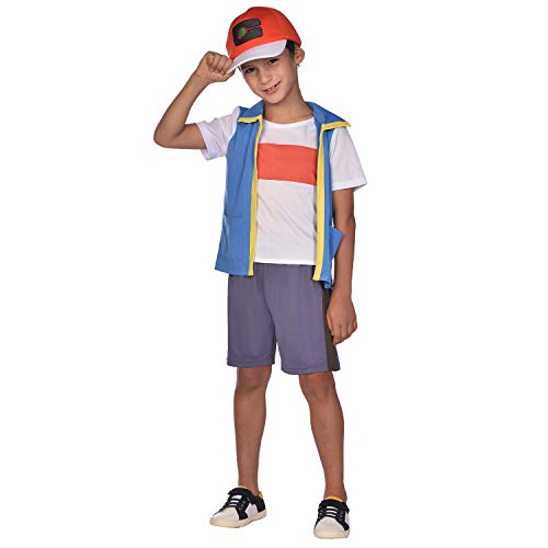 amscan 9908893 Pokemon Ash Children Costume-age Disfraz niños de 6 a 8, color azul, medium 6-8 años