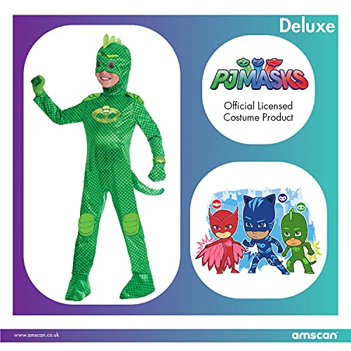 amscan - Disfraz PJ Mask Gekko Luxe (5-6 años), multicolor, 7AM9902969