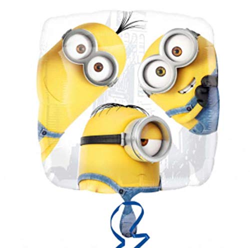 amscan- Square Shaped Foil Balloon with Despicable Theme-1 Pc Globo Cuadrado de Aluminio con diseño de Minions de GRU, mi Villano Favorito, 1 Unidad. (10116409)