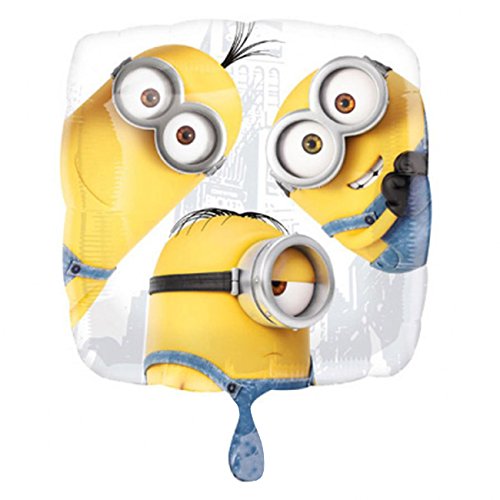 amscan- Square Shaped Foil Balloon with Despicable Theme-1 Pc Globo Cuadrado de Aluminio con diseño de Minions de GRU, mi Villano Favorito, 1 Unidad. (10116409)