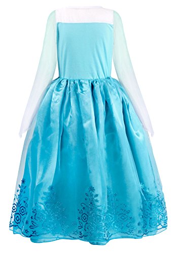 AmzBarley Disfraz Niña Princesa Vestido Niña Traje Fiesta Halloween Carnaval Cosplay Cumpleaños Reina de Nieve Elsa Capa Azul 04 2-3 Años 100