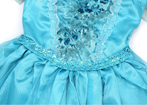 AmzBarley Disfraz Niña Princesa Vestido Niña Traje Fiesta Halloween Carnaval Cosplay Cumpleaños Reina de Nieve Elsa Capa Azul 04 2-3 Años 100