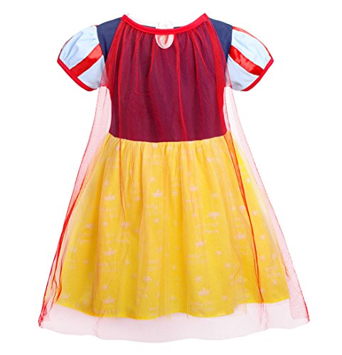 AmzBarley Disfraz Vestido Princesa Blancanieves Niña Tutu Ceremonia,Traje Niña,Disfraz Infantil Fiesta Carnaval Cosplay Halloween con Accesorios, 2-3 Años