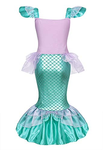 AmzBarley Sirena Falda Diadema Boda Fiesta Princesa Sirenita Disfraz Niña Vestido Ropa Cumpleaños Navidad Cosplay Halloween Carnaval Bautizo 7-8 Años