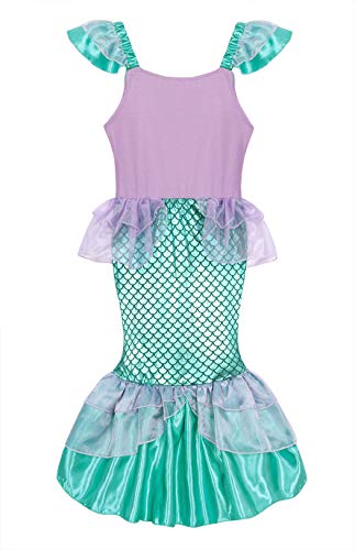 AmzBarley Sirena Falda Diadema Boda Fiesta Princesa Sirenita Disfraz Niña Vestido Ropa Cumpleaños Navidad Cosplay Halloween Carnaval Bautizo 7-8 Años