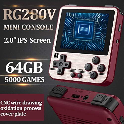 Anbernic RG280V - Consola de juegos portátil, diseño retro, sistema Open Source Linux, con tarjeta TF de 64 GB, 5000 (color dorado)