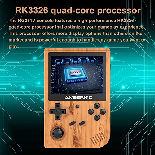 Anbernic RG351V Consolas de Juegos Portátil , Consola de Juegos Retro 3.5 Pulgadas IPS Built-in WiFi Online Sparring 64G TF Card 2500 Juegos Support PSP / PS1 / N64 / NDS (Wood Grain)