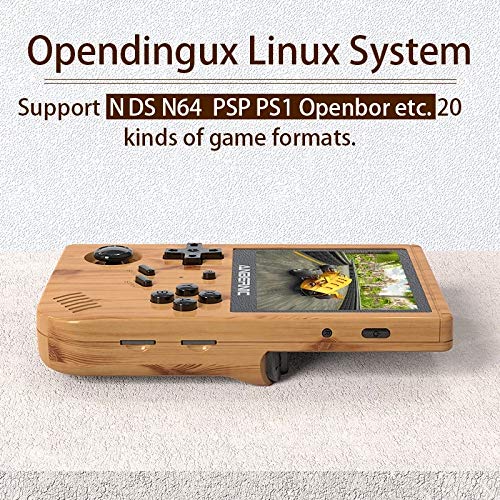 Anbernic RG351V Consolas de Juegos Portátil , Consola de Juegos Retro 3.5 Pulgadas IPS Built-in WiFi Online Sparring 64G TF Card 2500 Juegos Support PSP / PS1 / N64 / NDS (Wood Grain)