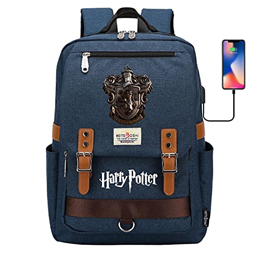 ANCHANG Mochila escolar para adolescentes, mochila Harry Magic Potter, Hogwarts / Gryffindor / Slytherin / Ravenclaw Badge Bookbag Gryffindor NavyBlue