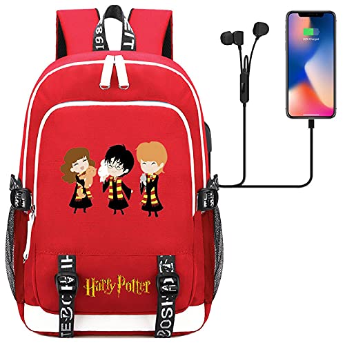 ANCHANG Mochila Harry Magic Potter, Mochila Harry / Ron / Hermione Friend, Bolso de la amistad de moda, Mochila de viaje para niños jóvenes 44CMX30CMX15CM Rojo