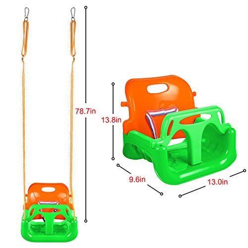 ANCHEER Columpio 3 en 1 para niños pequeños, niños y adolescentes, asiento extraíble para colgar, para exteriores de 6 a 36 meses (verde)