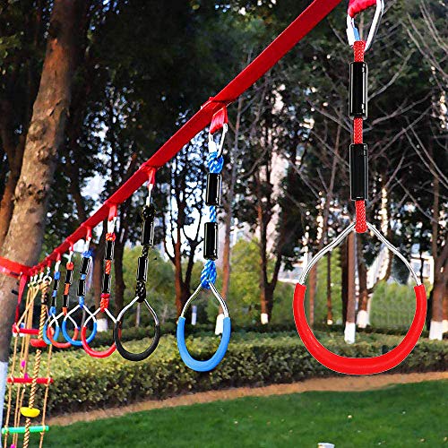 Anillas de escalada para niños, multifuncionales, dispositivo de escalada para niños, columpio con anillas de plástico para colgar, soporta hasta 120 kg, para anillo ninja, anillo de escalada