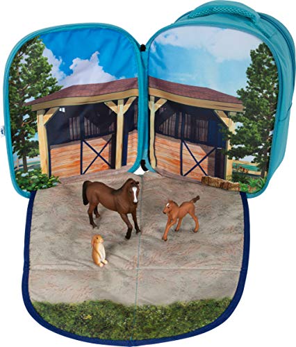 Animal Planet- Mochila 3D Set de Caballo Bolsos Peluche, Color Azul (387724)