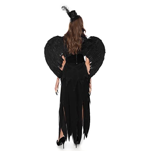 Anime Cosplay Costume Black Angel Wings Dark Vampire Bruja Traje Carácter Vestido Vestido Foy Cos Party Ropa, Masquerade Costum(Size:S)