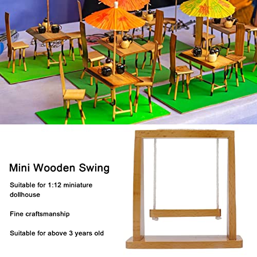 Annjom Mini Columpio de Madera, Muebles de Casa de Muñecas Mini Portátil Vivid Atractivo para Mayores de 3 Años para Decoraciones de Casas de Muñecas