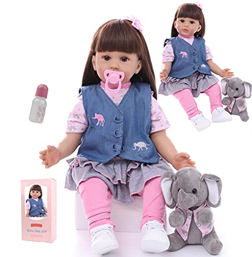 antboat 24 Pulgadas 60cm Muñecas Reborn Bebé Niña Bebes Reborn Silicona Blanda Barato Juguetes Bebes Reborn Vida Real Recién Nacido Reborn Baby Dolls