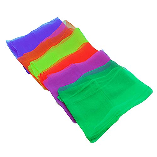 Anyasen pañuelos Colores 20 Piezas Malabares Danza Bufandas Bailar pequeño pañuelo Seda Bufandas de Danza Pañuelos de Colores de Juegos Bufandas de Banda Rítmica 24 por 24 Pulgadas