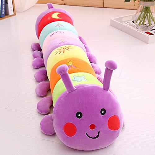 Anyinghh 65cm tamaño Mediano Oruga de Peluche de Juguete muñeca Dormir Clip Pierna Almohada Tira Larga Almohada Linda muñeca para niños muñeca de Trapo niña 65 cm púrpura