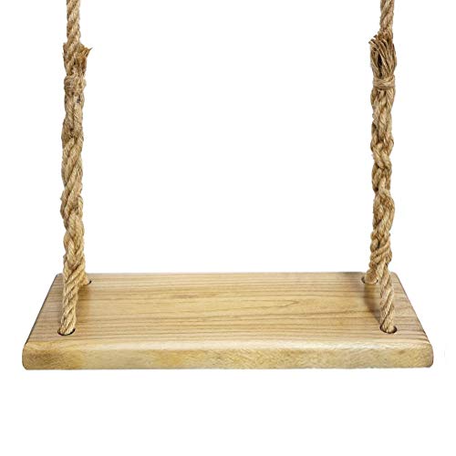 Aoneky Columpio de Madera para Jardín Exterior - Columpio de Árbol Colgante, Asiento de Madera Paulownia 60×20cm, Cuerda de Yute 3.6M, Carga de 160KG, Columpio para Adultos Niños, Marrón