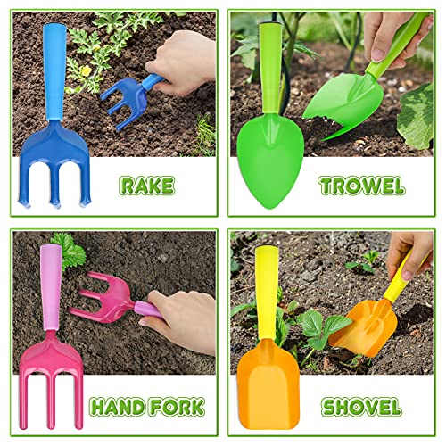 Aoskie Kit Jardineria Niños, 21 Piezas Jardin Herramientas Niño con Pala, Rastrillo, Regadera, Juegos Exterior por Niños 3 4 5 6 7