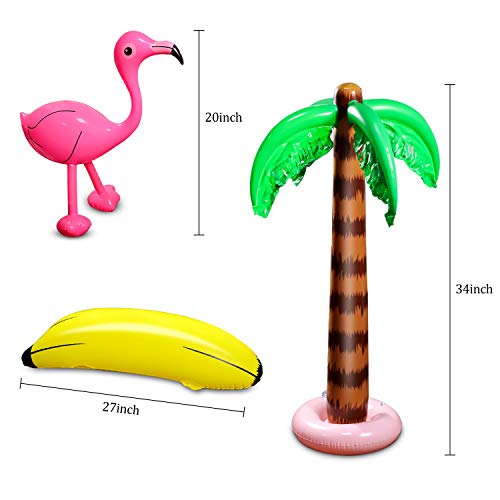 aovowog 8 PCS Inflables Palmeras Flamingo Juguetes Inflables Banana Bolas de Playa Volando Loro Delfín para la Decoración del Partido Playa