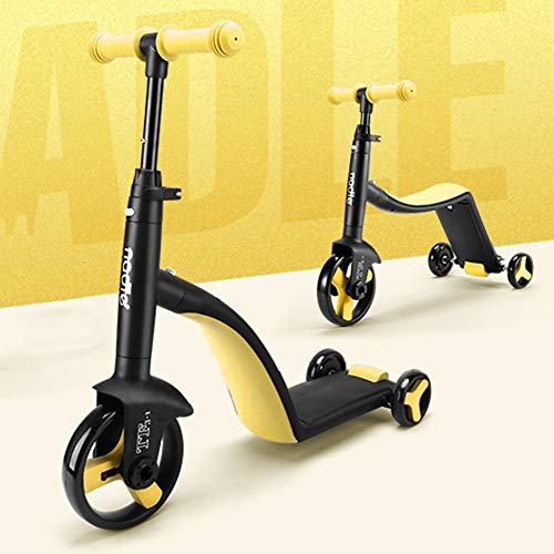 AP.DISHU Sillas De Paseo, Triciclo Ligero Plegable para Niños Adecuado para 2-6 Baby Balance Bike, Adecuado para Altura 60-120 Cm, PP + Fibra De Vidrio + Metal,Amarillo