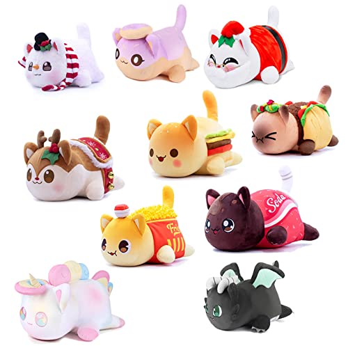 Aphmau - Peluche de peluche para gatos Meow Meow Plushies Aphmau suave y lindo donas patatas fritas Cola Taco hamburguesas para gatos regalos y fans para coleccionar (sabano)