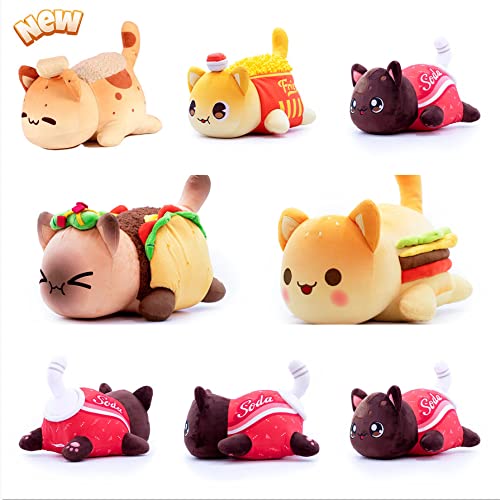 Aphmau - Peluche de peluche para gatos Meow Meow Plushies Aphmau suave y lindo donas patatas fritas Cola Taco hamburguesas para gatos regalos y fans para coleccionar (sabano)