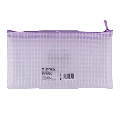 APLI 18843 - Bolsa Zipper bag Tamaño"Check" cremallera color VIOLETA Nordik Collection. Medida 230 x 130 mm, material goma EVA suave