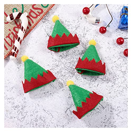 Apricot blossom 12 unids Mini Christmas Elf Caps Caps Diseño Lollipop Sombreros Decoras Nonwoven Candy Embalaje Sombreros Suministros de Navidad Compatible con Home Shop