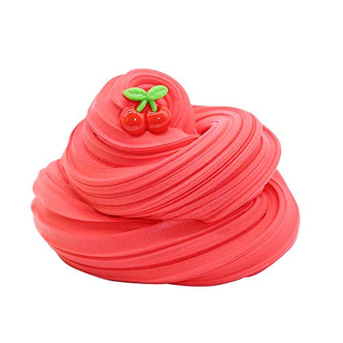 Arcilla Seca al Aire,Red Cherry Butter Fluffy Slime, Putty Soft Strechy Non-Sticky Candy Yellow Pineapple Charm Butter Slime Supplies Stress Relief DIY Toy for Girls and Boys 7oz