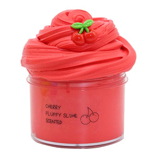 Arcilla Seca al Aire,Red Cherry Butter Fluffy Slime, Putty Soft Strechy Non-Sticky Candy Yellow Pineapple Charm Butter Slime Supplies Stress Relief DIY Toy for Girls and Boys 7oz