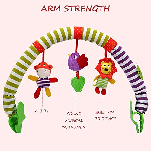 Arco De Play Play Con Un Juguete De Sonajero, Los Clips De Apego Universales Se Adaptan A Cualquier Silla, Cochecito O Asiento De Automóvil, Tela De Actividad Del Día, Juguete Animal, Camioneta,Verde