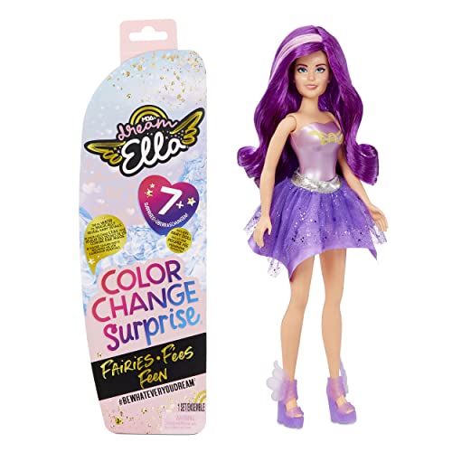 Aria-MGA's Dream Ella Hadas cambian de Color-Juguete Coleccionable para niños-Muñeca de 29cm con 7 sorpresas-Incluye Peluca, Falda, Botas y más-Edad: 3+ años, Morado, (578000C3)