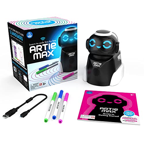 Artie Max, el robot para codificar y dibujar de Learning Resources, juguetes de STEM para niños de 8 a 12 años, los niños aprenden Blockly, Snap!, JavaScript, Python y C++,(Exclusivo de Amazon)