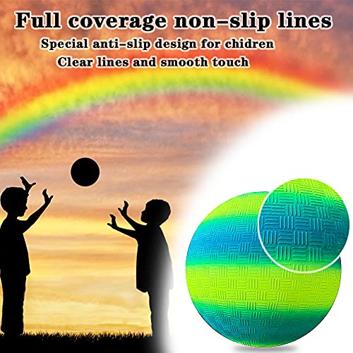 ARVOV Balón de fútbol de PVC con arco iris, balón de fútbol para niños, pelota de waterpolo de playa, pelota de PVC para interior y exterior, 20 cm, color azul y amarillo