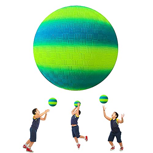 ARVOV Balón de fútbol de PVC con arco iris, balón de fútbol para niños, pelota de waterpolo de playa, pelota de PVC para interior y exterior, 20 cm, color azul y amarillo