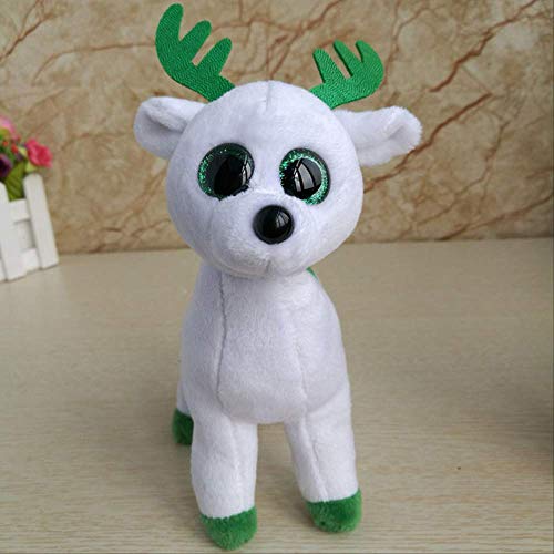 ASDFF Peluche Flamingo Peluche Loro Búho Panda Dragón Cabra Perro Leopardo Babuino Gorila León Ratón Dragón Gato Zorro Muñeca para niños Alrededor de 15 cm Alce Blanco