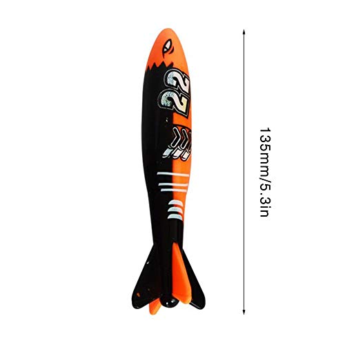 ASFD 4 unids/set buceo torpedo submarino piscina jugar juguete al aire libre deporte entrenamiento herramienta para bebé niños natación juguete, rojo y verde y negro y amarillo,