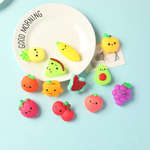 ASMFUOY Paquete de 12 juguetes de frutas Mochi para niños Kawaii Mochi Squeeze Stress Relief Toys Party Favors Halloween Acción de Gracias Navidad Kid Regalos (color al azar)