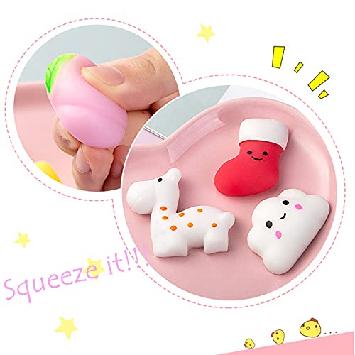 ASMFUOY Paquete de 12 juguetes de frutas Mochi para niños Kawaii Mochi Squeeze Stress Relief Toys Party Favors Halloween Acción de Gracias Navidad Kid Regalos (color al azar)