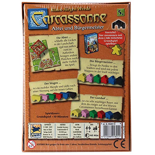 Asmodee Carcassonne - Abadía y Alcalde, 5ª ampliación, Juego Familiar en alemán