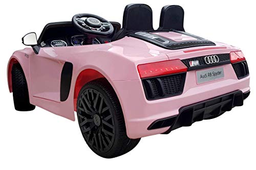 ATAA CARS Voiture Enfants et Filles Compatible avec Audi- Rose - Siège en Cuir, clés, eva -Voiture électrique à Batterie 12v et Télécommande Marque Officielle