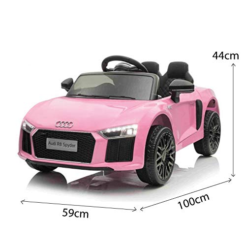 ATAA CARS Voiture Enfants et Filles Compatible avec Audi- Rose - Siège en Cuir, clés, eva -Voiture électrique à Batterie 12v et Télécommande Marque Officielle